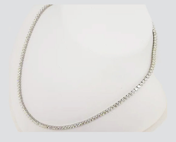 Diamond Line Necklace, 10.01 carat total, in 18ct white gold.