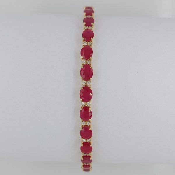 11.59ct Oval Ruby and Diamond Line Bracelet