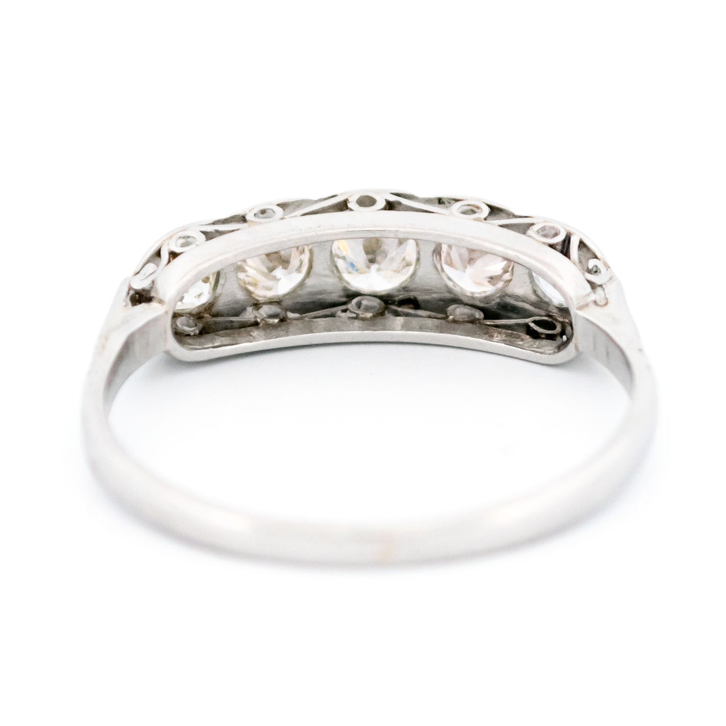 A five stone diamond ring in platinum