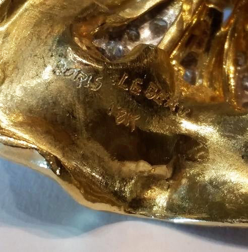 Vintage 1970's Diamond set Flower Brooch Pendant by Boris-Lebeau