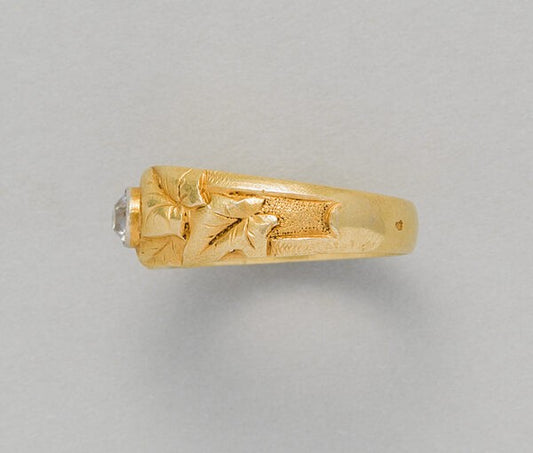 Art Nouveau Diamond Set 18ct Gold Ivy Ring
