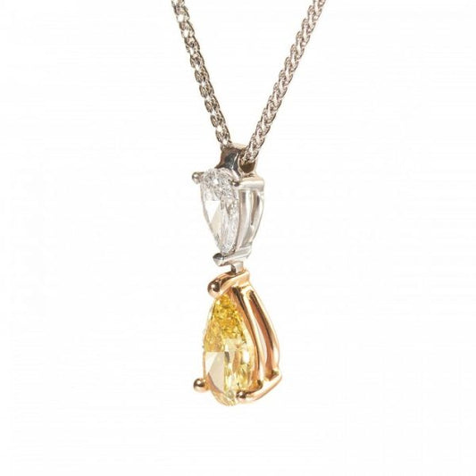 Fancy Yellow and White Diamond Pendant, GIA Certified