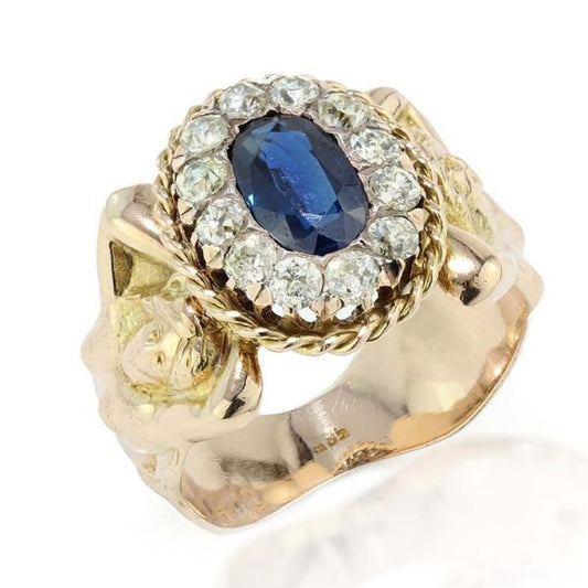 Antique Sapphire and Diamond Cluster Dress Ring