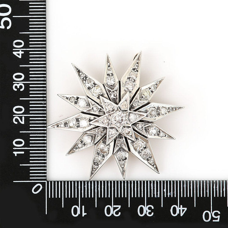 Vintage 2.3ct Diamond Star Brooch Pendant