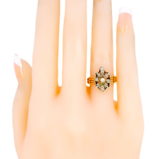 Pearl 18k Silver Antique Ring 12323-2325