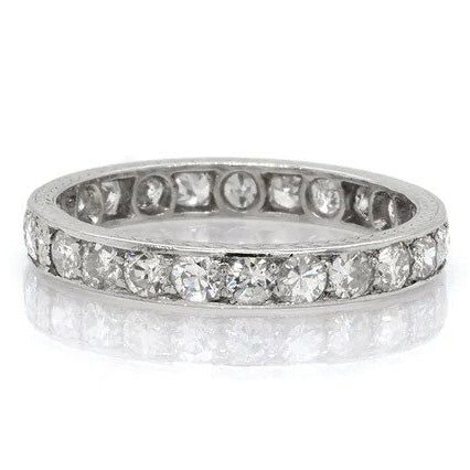 Art Deco 1.10ct Old Cut Diamond Full Eternity Band Ring in Platinum