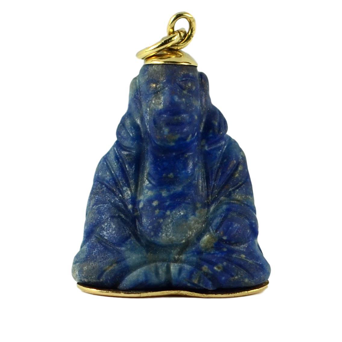 Lapis Lazuli Carved Buddha Charm Pendant