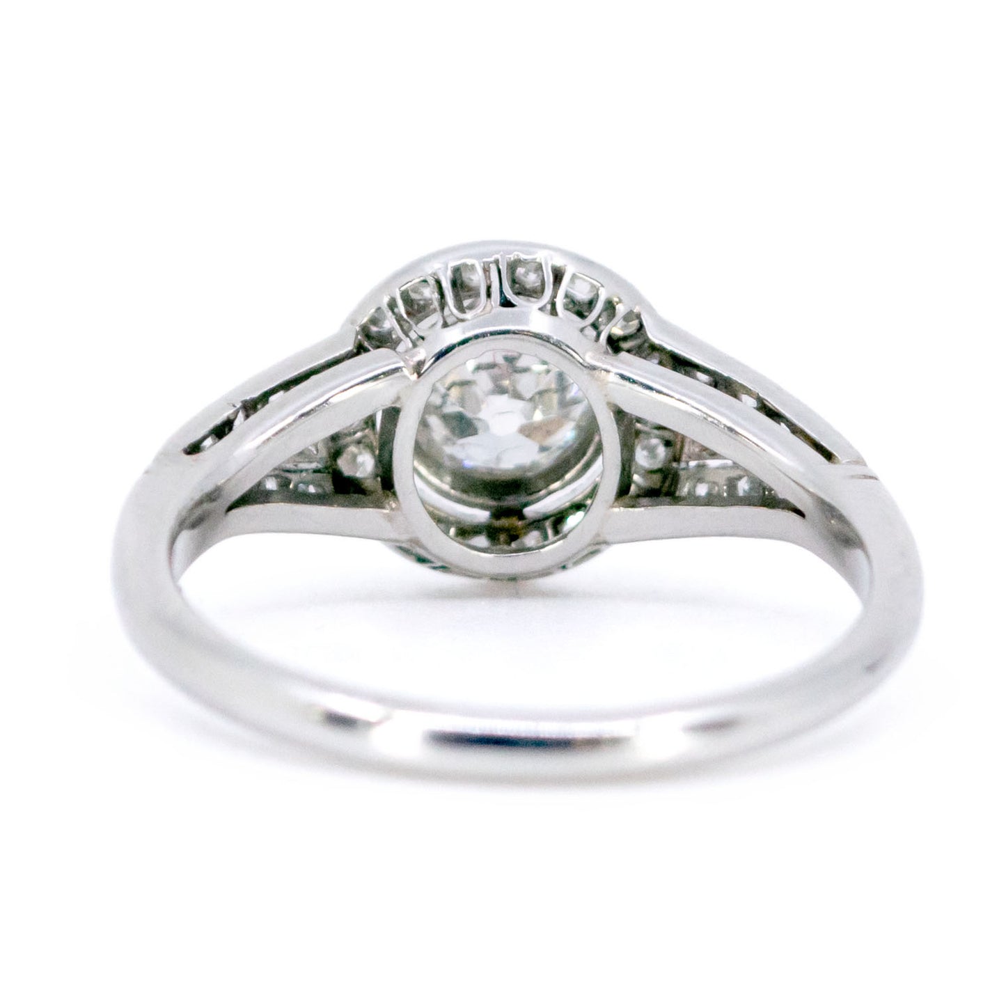 Vintage Platinum Old Mine-Cut Diamond Halo Cluster Ring, 0.65 Carat