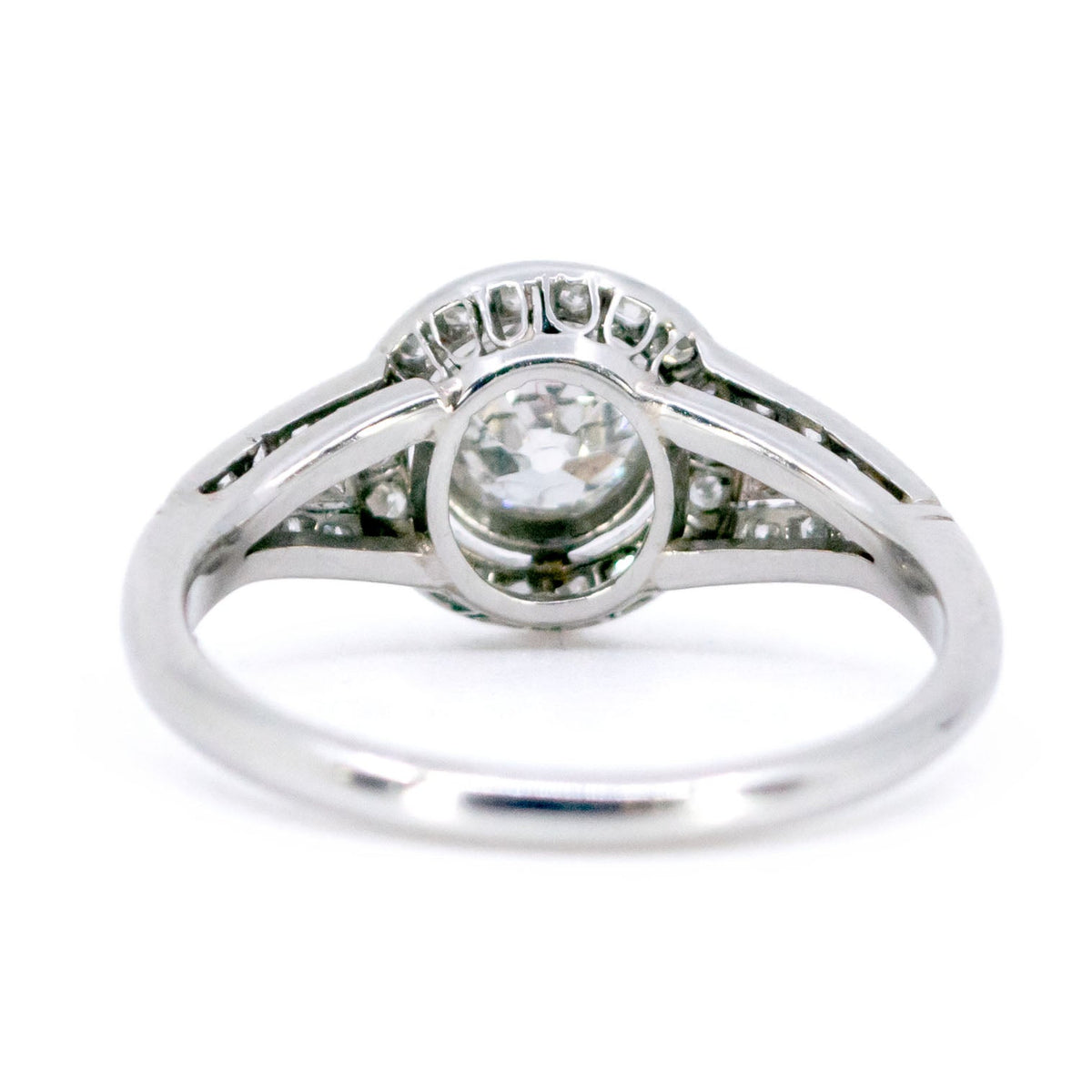 Vintage Platinum Old Mine-Cut Diamond Halo Cluster Ring, 0.65 Carat