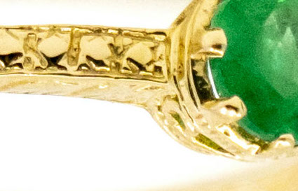 Contemporary 14 Carat Yellow Gold Round Emerald Solitaire Ring, 0.50 Carat