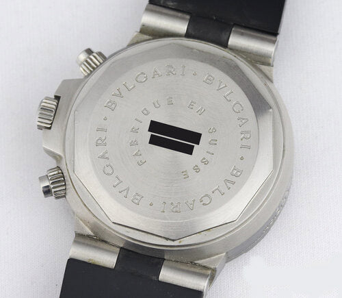 Bvlgari Diagono Fifa Limited Edition 38mm Steel Automatic Chronograph Watch, on Bulgari black hardened rubber strap with deployment buckle