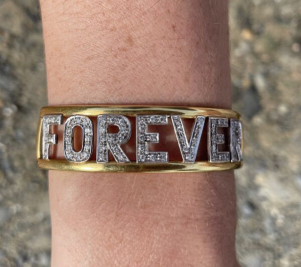 Vintage Italian 18ct Yellow Gold Forever Bracelet with Diamonds, Circa 1990