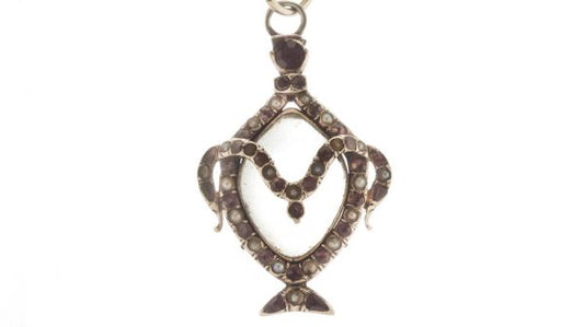 Antique Georgian Rock Crystal, Ruby and Pearl Locket Pendant