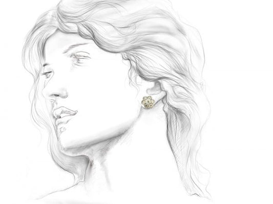 Antique Victorian Old Cut Diamond Floral Cluster Stud Earrings; set with 1.44 carats old cut diamonds arranged in a flower cluster design, in 18ct yellow gold, 19th century, Circa 1860s