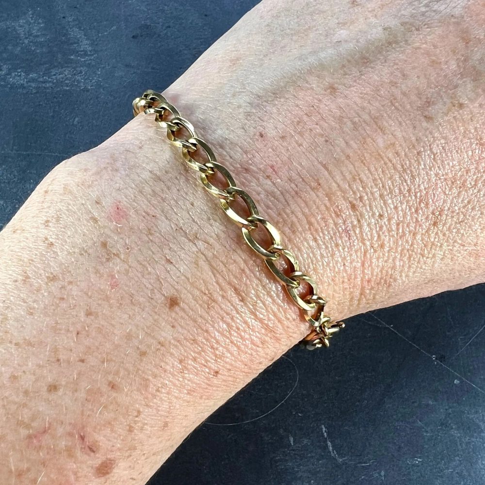 French 18ct Yellow Gold Twisted Curb Link Bracelet