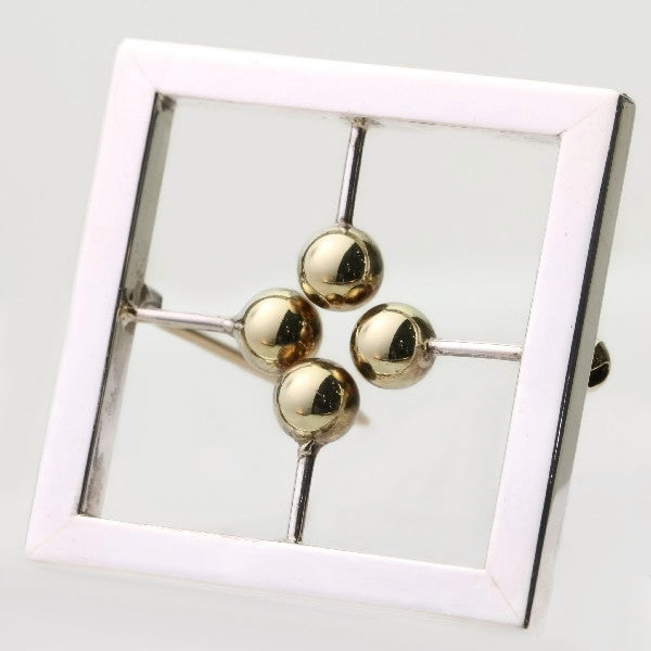 Vintage Chris Steenbergen Rectangular Gold and Silver Brooch