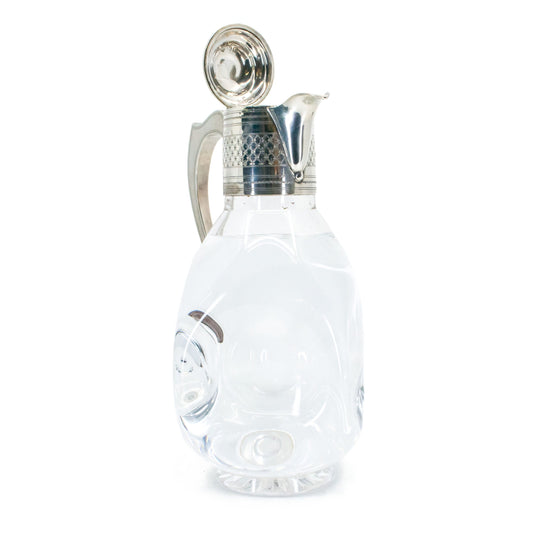 Edwardian Sterling Silver Glass Claret Jug, Hallmarked London 1910