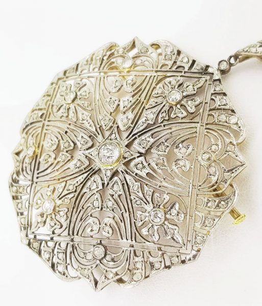 Antique Art Deco Diamond Brooch Pendant