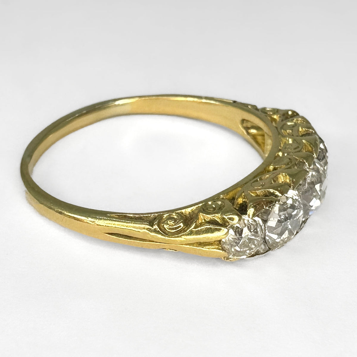Late Victorian Antique 2ct Old Cut Diamond Five Stone Ring