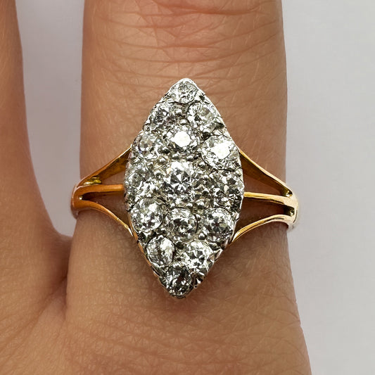 Marquise Pave Old Cut Diamond Ring