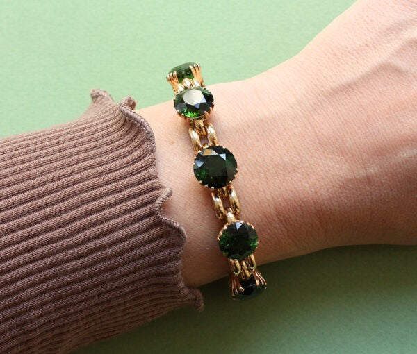 Vintage Green Tourmaline and Rose Gold Link Bracelet, 24.00cts, Circa 1950