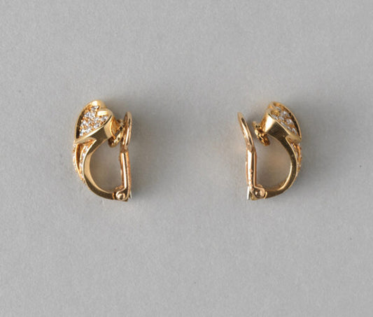 Boucheron Vintage Diamond and 18ct Gold Heart Clip on Earrings; set with 0.92cts brilliant-cut diamonds, in original case, Signed and numbered, Circa 1960.