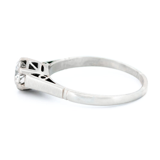 Vintage 18 Carat White Gold Old European Cut Diamond Solitaire Ring, 0.51 Carat