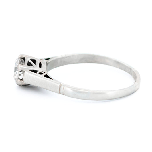 Vintage 18 Carat White Gold Old European Cut Diamond Solitaire Ring, 0.51 Carat