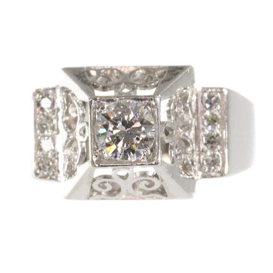 Unusual Vintage Fifties Platinum Diamond Engagement Ring