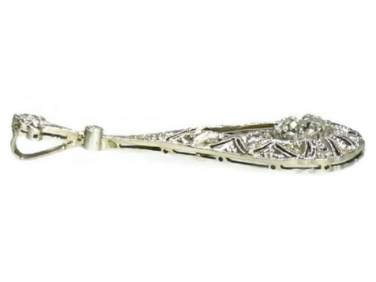 Antique Edwardian Old European Cut Diamond Drop Pendant