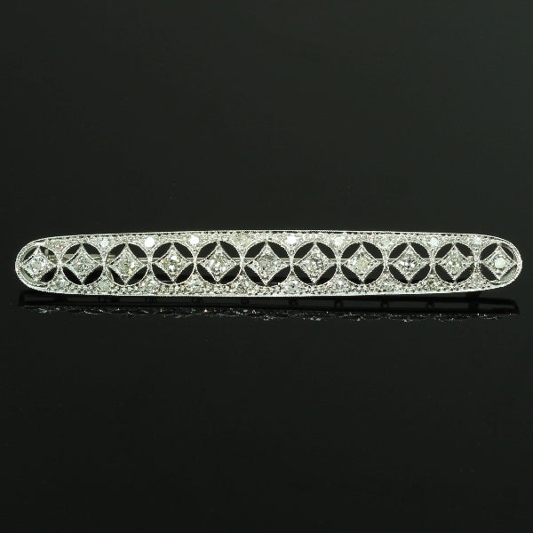 Antique Belle Epoque Dutch Diamond Bar Brooch, Platinum