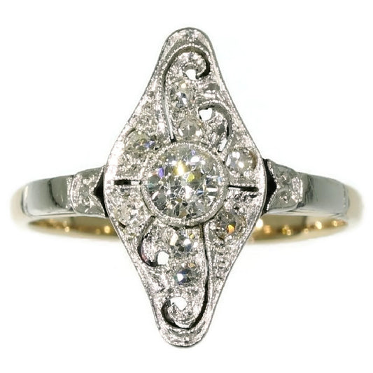 Antique Art Deco Old European Cut Diamond Engagement Ring, 1920s