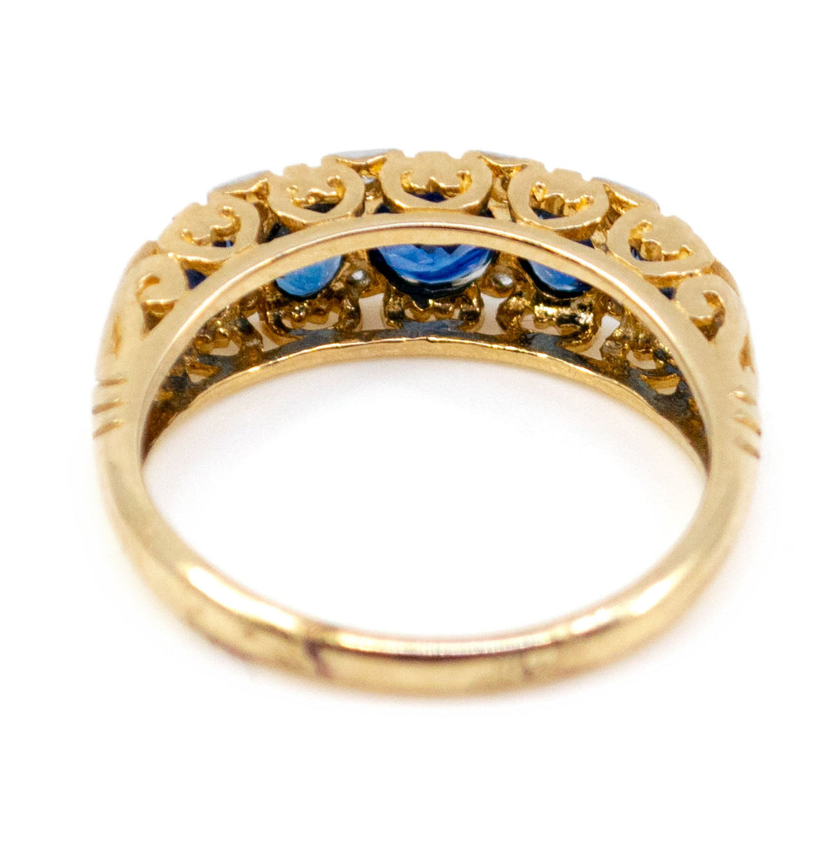 14 Carat Yellow and White Gold Sapphire and Diamond Ring, 1.40 Carats