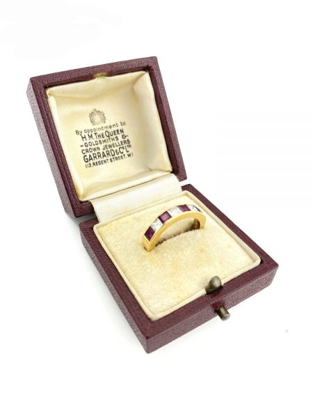 Garrard Princess Cut Ruby and Diamond Half Eternity Ring, in 18ct Gold