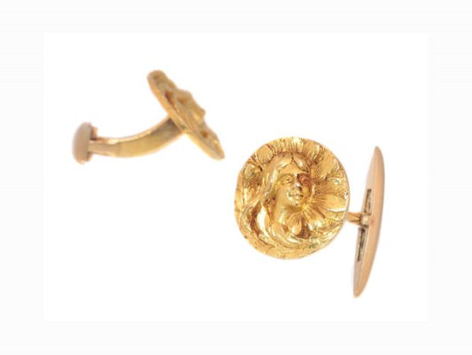 Art Nouveau 18ct Yellow Gold Cufflinks