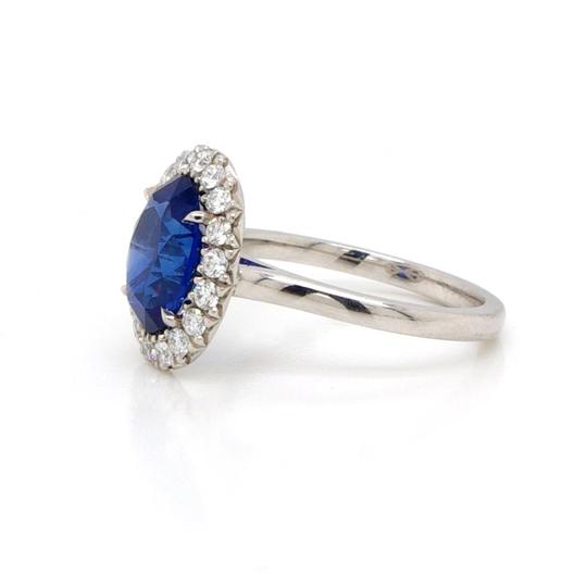 2.77ct Sapphire, Diamond and Platinum Oval Cluster Ring