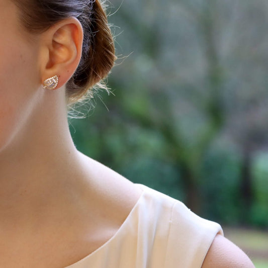 Brilliant and Baguette Diamond Leaf Stud Earrings