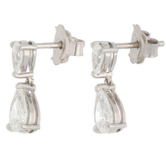 Contemporary Diamond Drop Earrings In Platinum