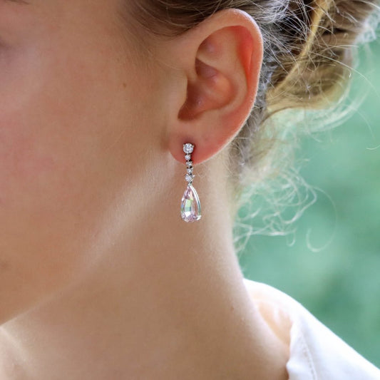 5ct Pink Morganite and Diamond Drop Earrings