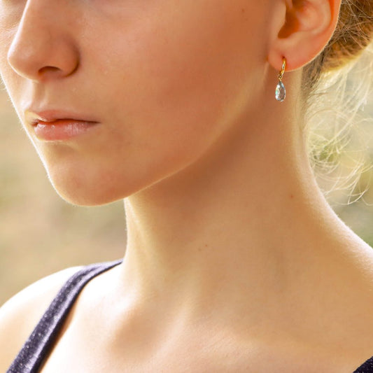 3.24ct Pear Briolette Aquamarine Drop Earrings