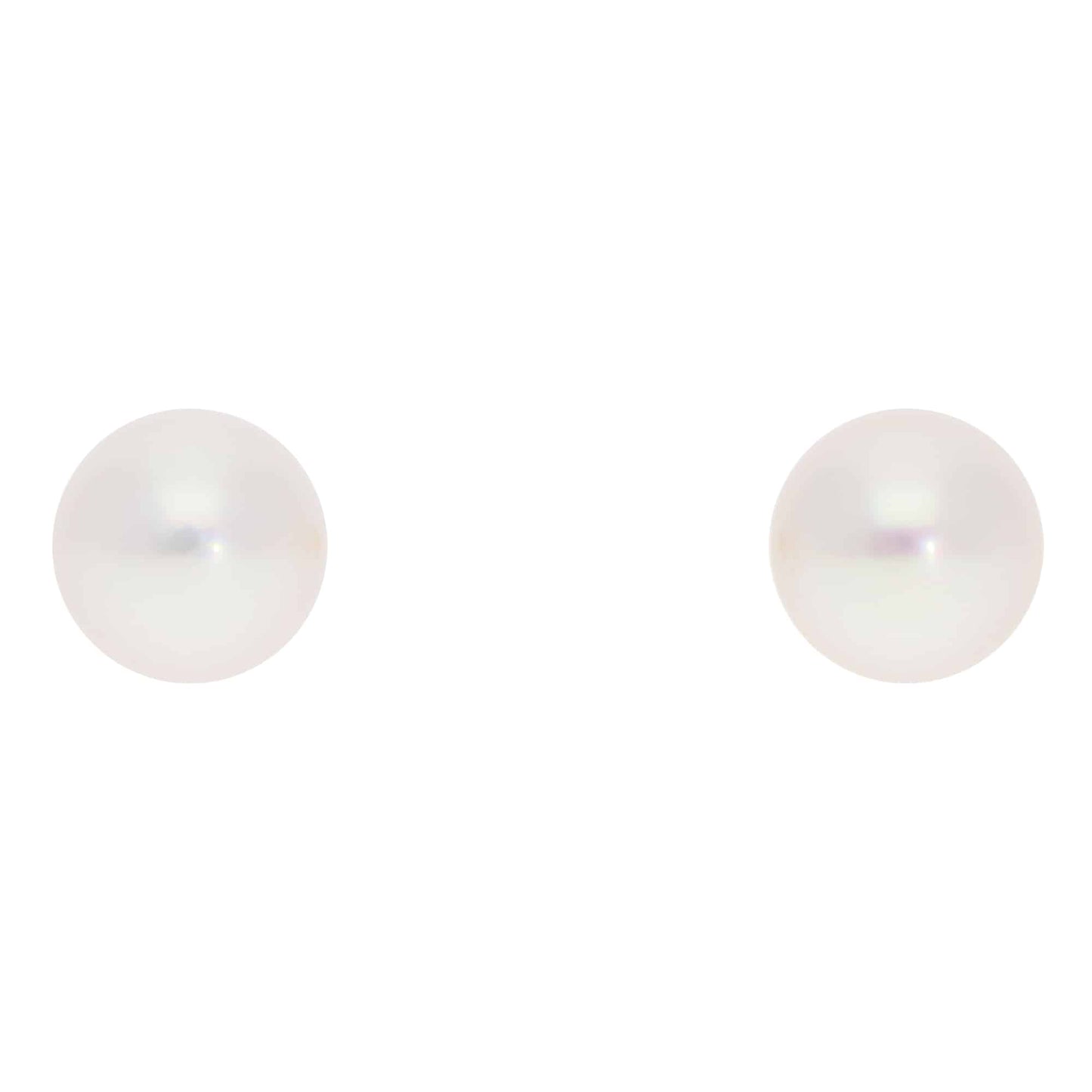 Modern 8mm Akoya Pearl Stud Earrings in Yellow Gold