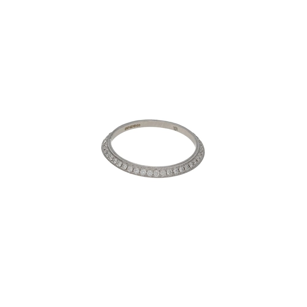 18 Carat White Gold And Diamond Bevel Stacking Ring