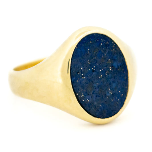 Vintage 14 Carat Yellow Gold Lapis Lazuli Signet Ring