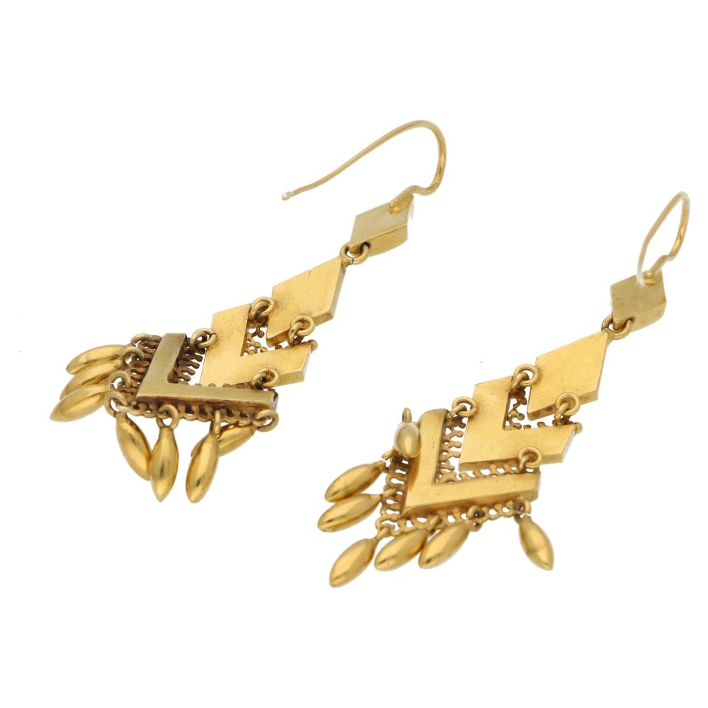 Victorian Antique Etruscan Style Drop Earrings