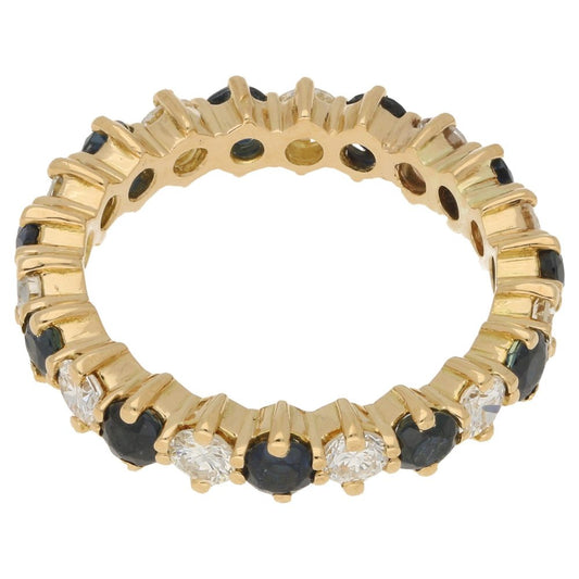Sapphire And Diamond Full Eternity Ring In 18 Carat Yellow Gold
