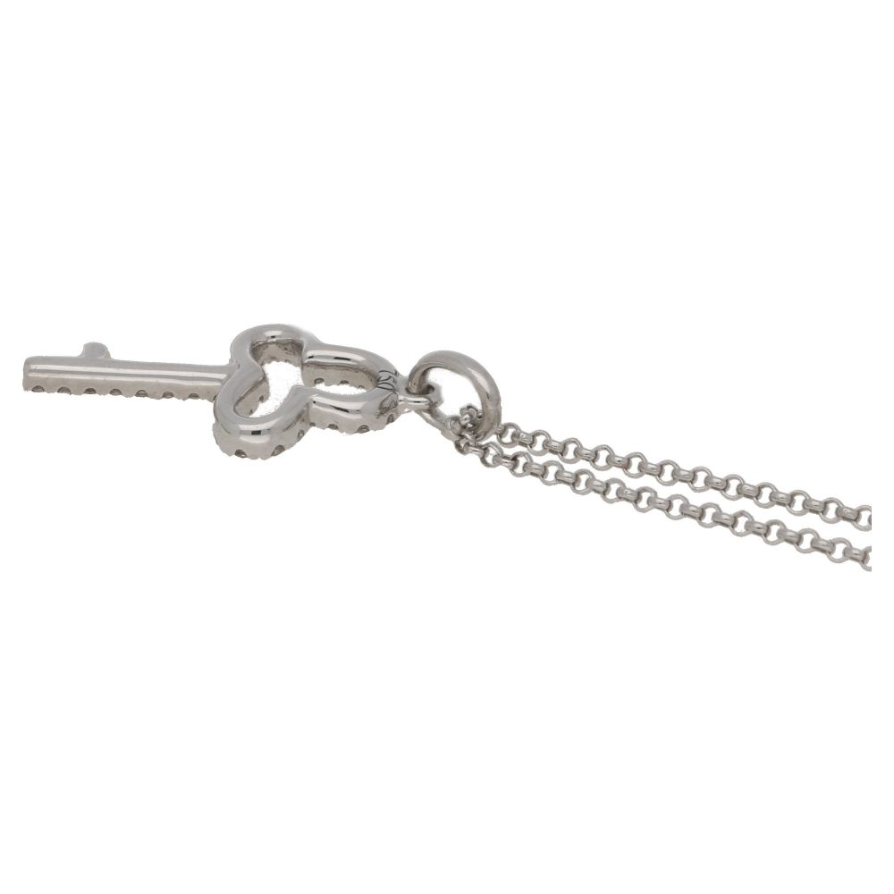 Diamond Set Key Pendant in 18ct White Gold with Chain