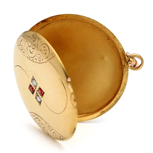 Antique 20 Carat Yellow Gold Paste Locket Pendant