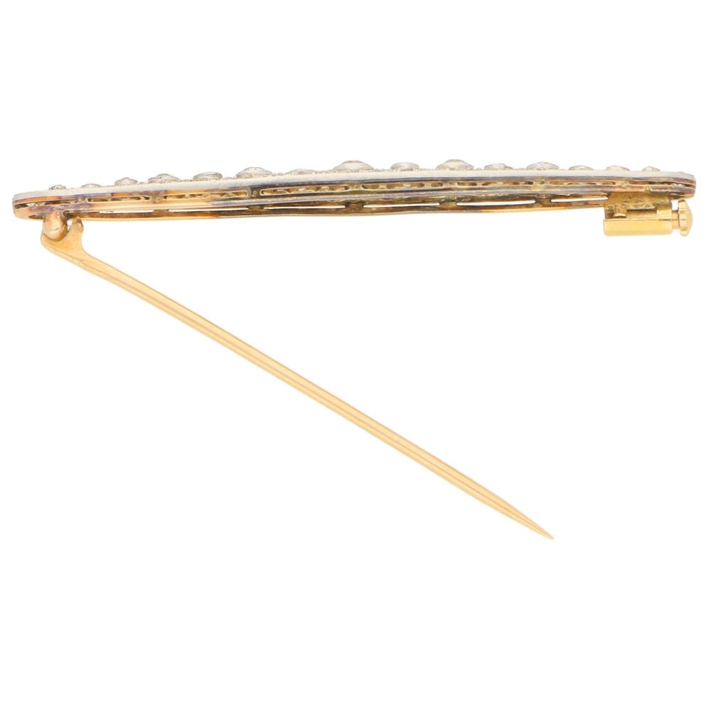 Edwardian Antique Old Cut Diamond Bar Brooch