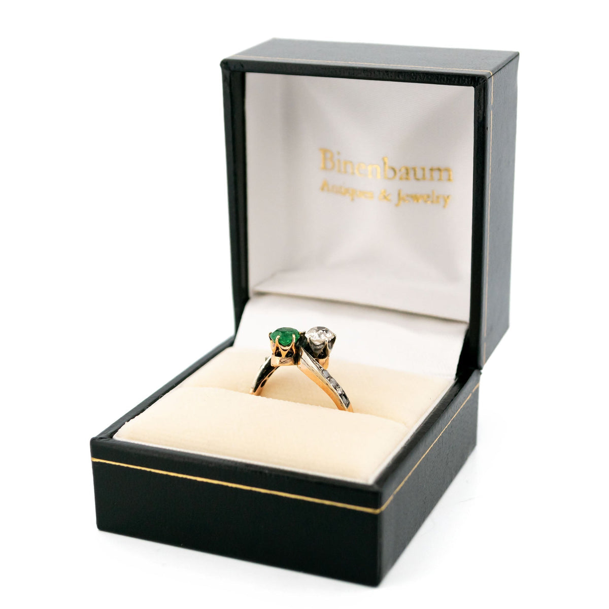 Antique Victorian Diamond Emerald Toi Et Moi Engagement Ring 15903-2463