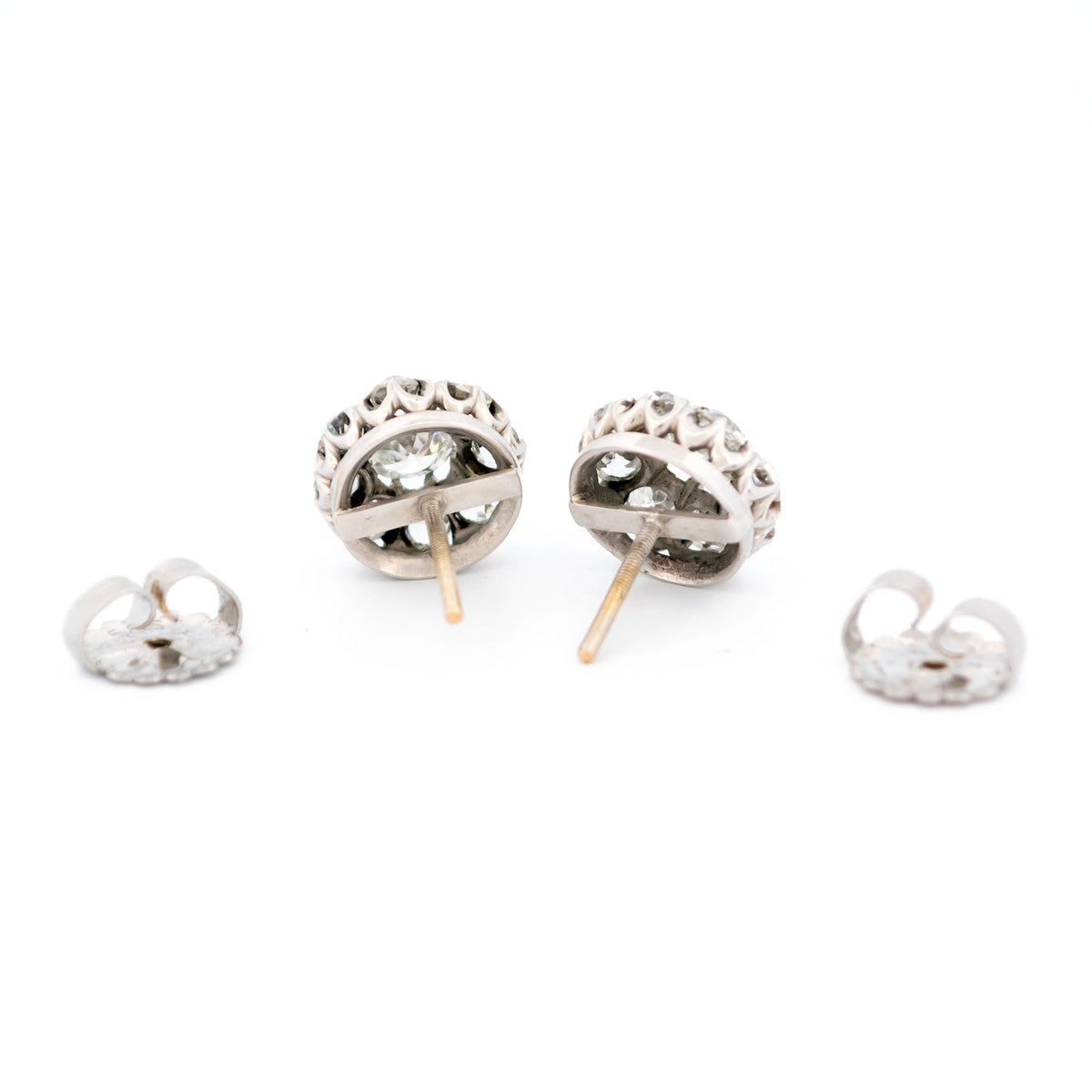 Diamond 14 Carat White Gold Cluster Earrings